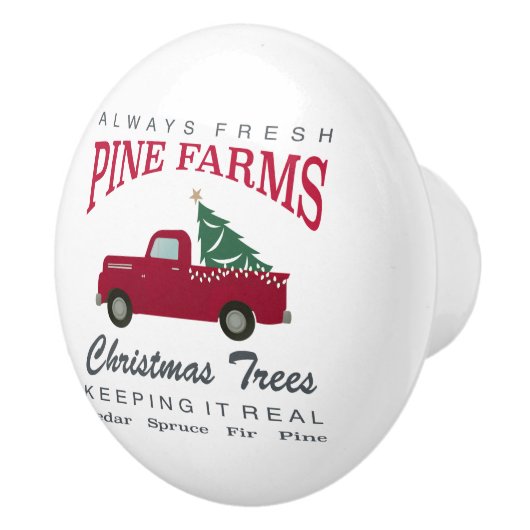 CHRISTMAS FARMHOUSE RED TRUCK KERAMISCHE KNOP (Rechts)