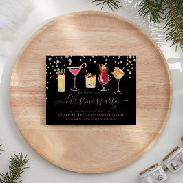 Christmas Faux Gold Glitter Cocktail Party Kaart