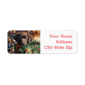 Christmas Feestdagen Chocolate Lab Puppy Terug Etiket (Voorkant)