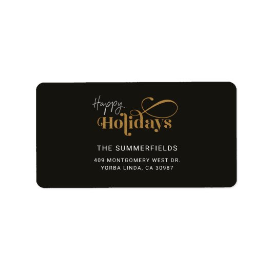 Christmas Feestdagen Feestelijke Script Retouradre Etiket (Voorkant)