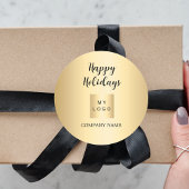 Christmas feestdagen Gold Business logo Ronde Sticker