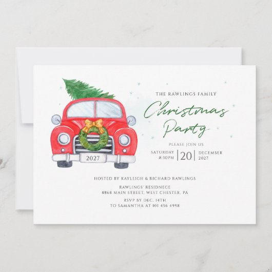 Christmas Feestdagen Script Family Party Kaart (Voorkant)