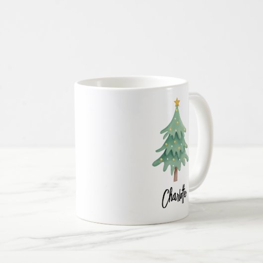 Christmas Feestdagen Script gepersonaliseerd Koffiemok (Voorkant rechts)