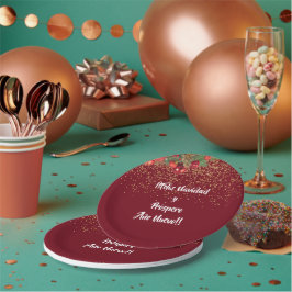 Christmas Feliz Navidad Burgandy Glitter Papieren Bordje