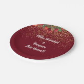 Christmas Feliz Navidad Burgandy Glitter Papieren Bordje (Gekanteld)