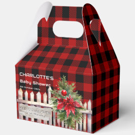 Christmas Fence Buffalo Plaid Baby Shower Bedankdoosjes