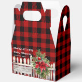 Christmas Fence Buffalo Plaid Baby Shower Bedankdoosjes (Open)