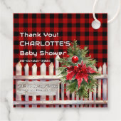 Christmas Fence Buffalo Plaid Baby Shower Bedankjes Labels (Achterkant)