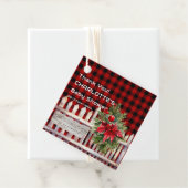 Christmas Fence Buffalo Plaid Baby Shower Bedankjes Labels (In situ)