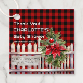 Christmas Fence Buffalo Plaid Baby Shower Bedankjes Labels