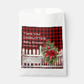 Christmas Fence Buffalo Plaid Baby Shower Bedankzakje (Voorkant)