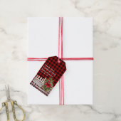 Christmas Fence Buffalo Plaid Baby Shower Cadeaulabel (Met Touw)