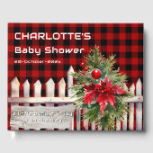 Christmas Fence Buffalo Plaid Baby Shower Gastenboek (Voorkant)