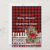 Christmas Fence Buffalo Plaid Baby Shower Kaart (Voorkant)