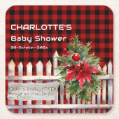 Christmas Fence Buffalo Plaid Baby Shower Kartonnen Onderzetters (Voorkant)