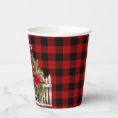 Christmas Fence Buffalo Plaid Baby Shower Papieren Bekers (Links)
