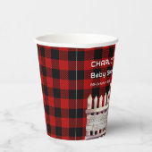 Christmas Fence Buffalo Plaid Baby Shower Papieren Bekers (Rechts)