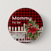 Christmas Fence Buffalo Plaid Mommy-to-be Ronde Button 5,7 Cm (Voorkant)