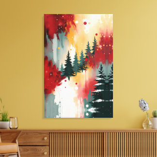 Christmas Festive Colors Frequency Abstract Winter Canvas Afdruk