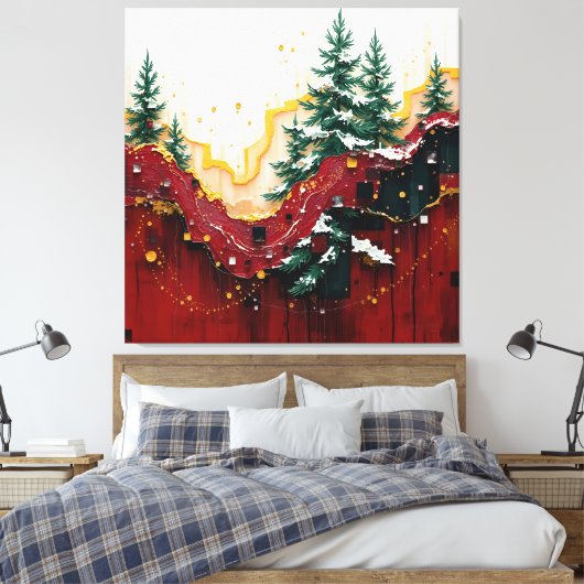 Christmas Festive Colors Frequency Abstract Winter Canvas Afdruk (Insitu (Slaapkamer))