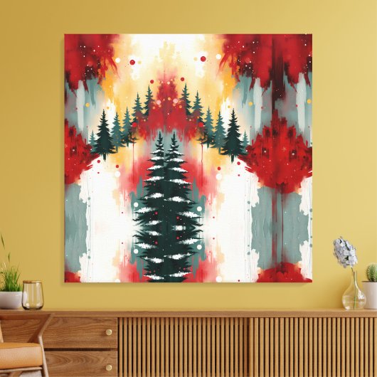 Christmas Festive Colors Frequency Abstract Winter Canvas Afdruk (Insitu (Woonkamer))