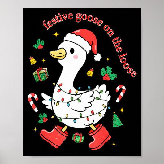 Christmas Festive Goose On The Loose Silly Goose X Poster (Voorkant)