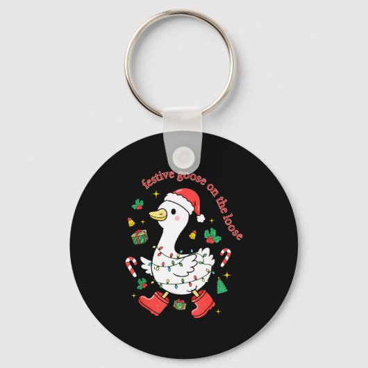 Christmas Festive Goose On The Loose Silly Goose X Sleutelhanger (Voorkant)