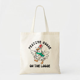  Christmas Festive Goose on the Loose Tote Bag