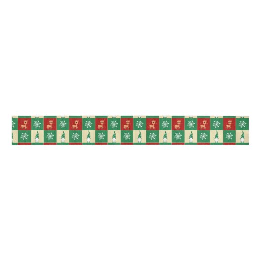 Christmas | Festive Plaid with Santa’s Reindeer Grosgrain Lint (Voorkant)