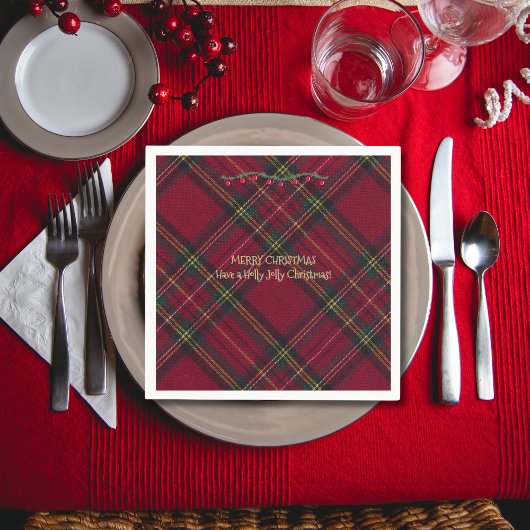 Christmas Festive Red Plaid Servet