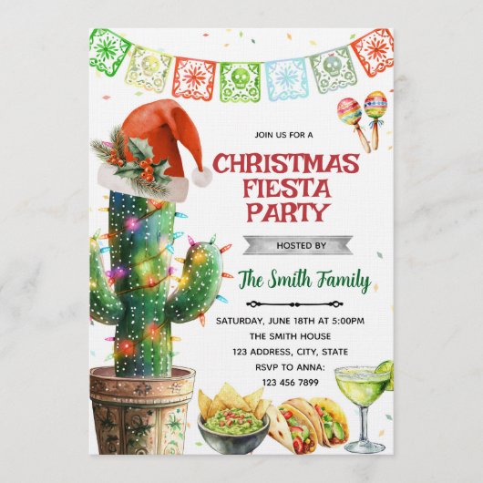 Christmas Fiesta party Invitation Kaart (Voorkant)