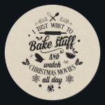 CHRISTMAS FILMS & BAKING Holiday Script Modern Ronde Sticker<br><div class="desc">Stickers. De kraft achtergrond kan worden gebruikt of verwijderd en in plaats daarvan kan een stevige kleur worden gebruikt.</div>
