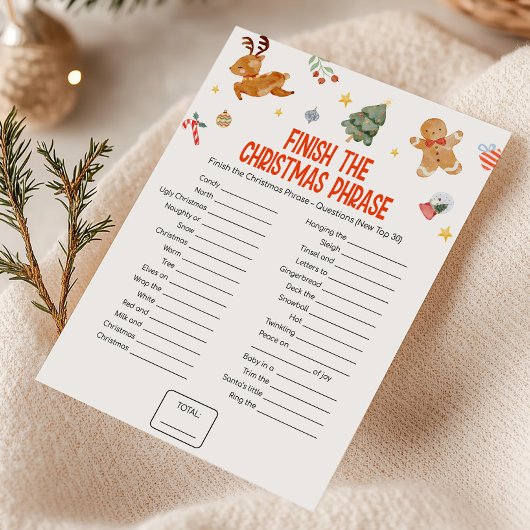 Christmas Finish the Christmas Phrase Game Feestdagenkaart