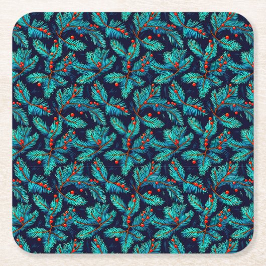 Christmas Fir Branch Pattern-82397 Kartonnen Onderzetters (Voorkant)