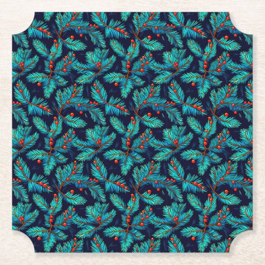 Christmas Fir Branch Pattern-82397 Kartonnen Onderzetters (Voorkant)