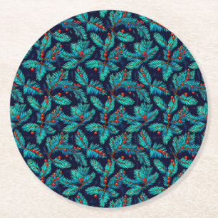 Christmas Fir Branch Pattern-82397 Ronde Kartonnen Onderzetter