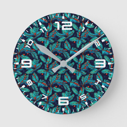 Christmas Fir Branch Pattern-82397 Ronde Klok (Voorkant)