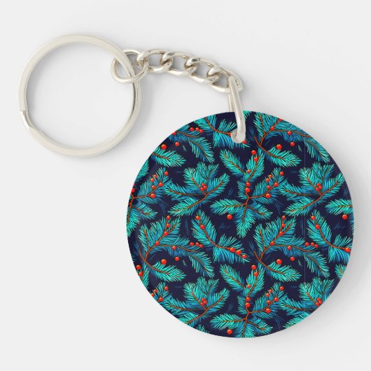 Christmas Fir Branch Pattern-82397 Sleutelhanger (Voorkant)