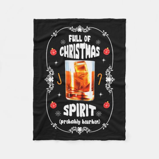 Christmas Fir Tree With Bourbon Ugly Xmas Bourbon Fleece Deken (Voorkant)