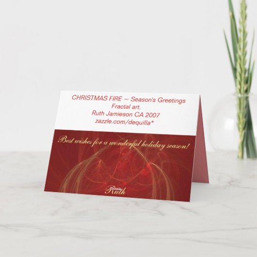 CHRISTMAS FIRE ~ Seizoensgroeten Feestdagen Kaart (Achterkant)