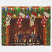 CHRISTMAS FIREPLACE FLEECE DEKEN (Voorkant (Horizontaal))