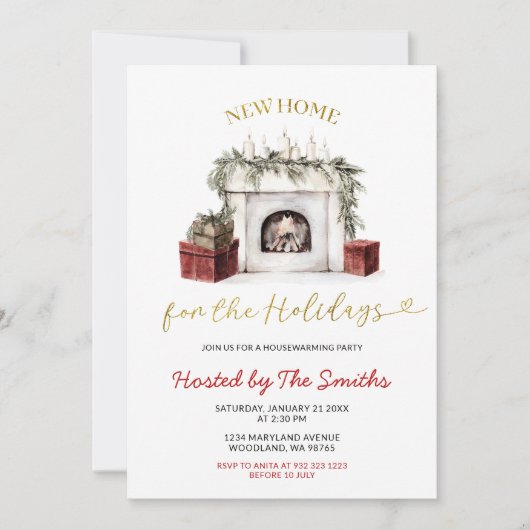 Christmas Fireplace New Home For The Holidays Kaart (Voorkant)
