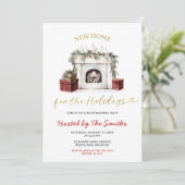 Christmas Fireplace New Home For The Holidays Kaart (Staand voorkant)