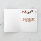 Christmas Fireplace Red Stockings Lights Kaart (Binnen)