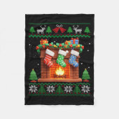 Christmas Fireplace Stockings Funny Ugly Christmas Fleece Deken (Voorkant)