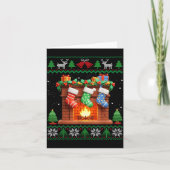 Christmas Fireplace Stockings Funny Ugly Christmas Kaart (Voorkant)