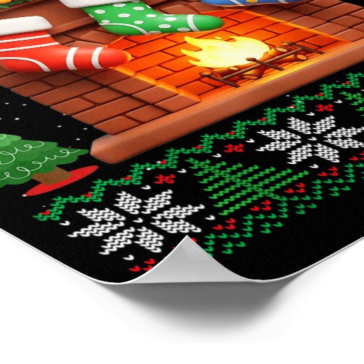 Christmas Fireplace Stockings Funny Ugly Christmas Poster (Hoek)