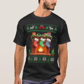 Christmas Fireplace Stockings Funny Ugly Christmas T-shirt (Voorkant)