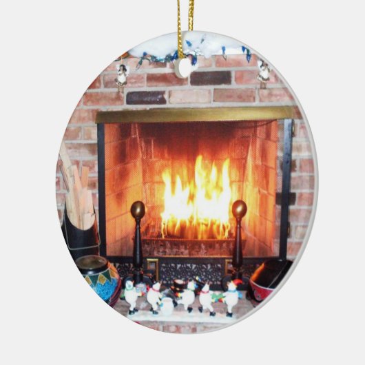 CHRISTMAS FIREPLACE-versiering Keramisch Ornament (Links)