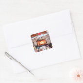 CHRISTMAS FIREPLACE VIERKANTE STICKER (Envelop)